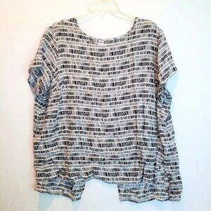 Old Navy Women's Shirt XXL Plus Retro Geometric Woven Layer Open Back Boho Flowy